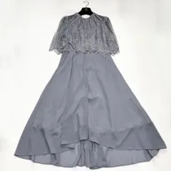 【美品✨】プチハイネックフレアレーススリーブフィッシュテールワンピース　L