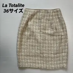 La Totalite ラ トータリテ ベージュ系 チェック柄 タイトスカート