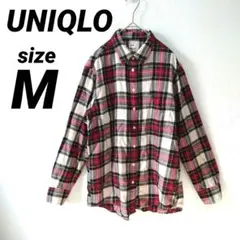UNIQLO レディース チェック 長袖 シャツ M 綿100% しなやか