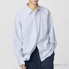 UNIQLO C ブロードオーバーサイズストライプシャツ L 62blue