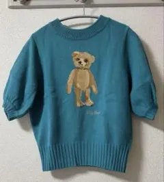 Lily Bearハーフスリーブニットトップス　リリーブラウン