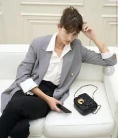 金釦2サイズ　チェックダブルブレザージャケット　千鳥格子　テーラードジャケット