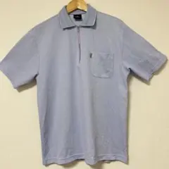 DUNLOP ポロシャツ 半袖 ハーフジップ ストライプ調