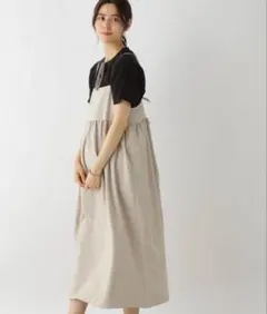 LEPSIM レプシィム　リネンライクキャミワンピース　マタニティ　ベージュのサムネイル