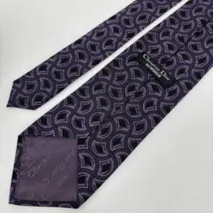 極美品✨ Dior ネクタイ 幾何学模様 総柄 パープル SILK 100%