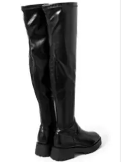 タンクソールストレッチレザーロングブーツ