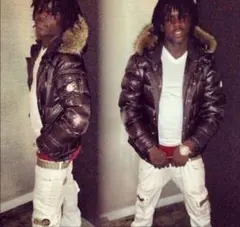 Chief Keef着用似 ホワイトスリムフィットジーンズbrrrsosSWAG