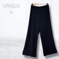 UNIQLO ユニクロ プリーツストレートパンツ M ブラック 黒 ワイド