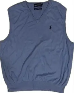 POLO GOLF ラルフローレン Vネック ニットベスト 水色 XL