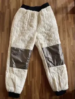 超防寒　ウール混 中綿起毛 アウトドアパンツ　膝部分 赤外線熱反射　黒