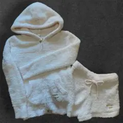 ジェラートピケ〔F〕美品＊ピンクボーダー柄＊ふわもこルームウェア＊セットアップ