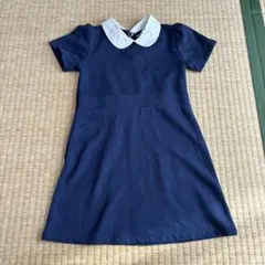H&M ネイビー 襟付き半袖ワンピース