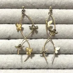 lattice 蝶　花　ウェーブ　スタッドピアス　ゴールドのサムネイル