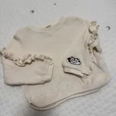 90 ワッフル　メロウ　トップス　刺繍　ミニー　ミッキー　オフホワイト