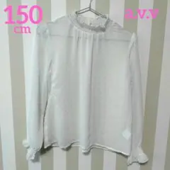 a.v.v アーヴェヴェ ホワイト ドット柄 シフォンブラウス 150cm