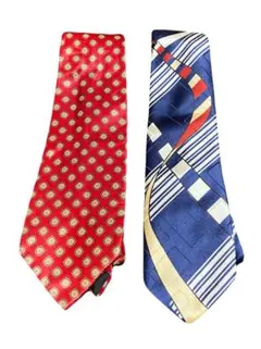 ネクタイ 2本セット 赤 青 古着