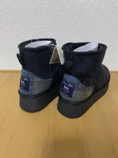 厚底ムートン　ショートブーツ MOON ブラック　23.5cm ムートン　厚底