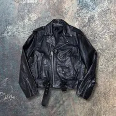 本革 ダブルライダース 44 サイドレース 黒 ヴィンテージ レザー 00s