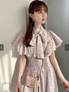 GRL 花柄フリルスリーブボウタイフレアワンピース[tt007]