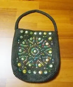 黒地×ゴールドビジュー 刺繍 ミニバッグ パーティーバッグ