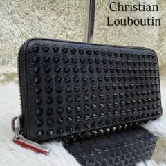 ◇極美品◇ルブタン パネトーネ スパイクスタッズ長財布 シボ革