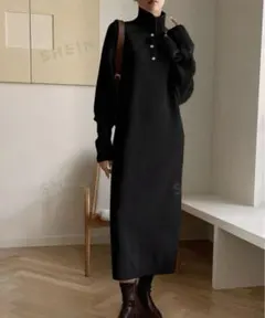 ブラックニットロング　ニットワンピース　mサイズ　dazy 新品未使用タグつき