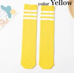 キッズ ソックス ボーダー 靴下 くつした 子供 ライン 運動会 黄色 新品