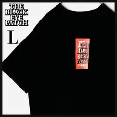 【人気デザイン】ブラックアイパッチ センターロゴ 取扱注意 黒 人気Lサイズ