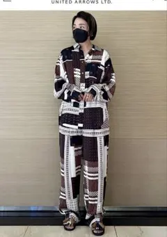 【新品タグ付き】6(ROKU) PATTERN BLOCK PANTS パンツのサムネイル