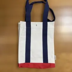 BAG バッグ　紺色　白　赤　ファースナー付き