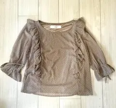 tocco closet ドット柄 七分袖ブラウス フリル付き