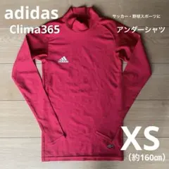 美品adidas 赤 タートルネック 長袖インナーシャツアンダーレッドサッカー