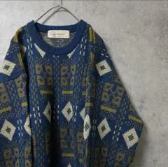 90s vintage 総柄ニット　セーター　メンズ　M アクリル　古着　　Y3