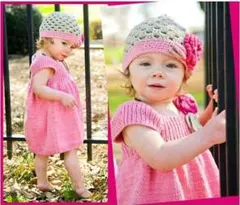 ★ラッフルバッツ★新品★ハンドメイド　ニット フラワー ワンピース 6-12Ｍ★のサムネイル