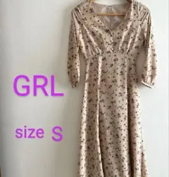 花柄 ロング フレアワンピース S ベージュ 上品 きれいめ フェミニン GRL