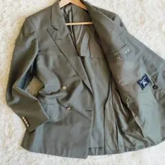 【美品】BURBERRYS 金釦 ダブル AB6 オリーブグリーン モヘヤ混