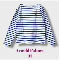 アーノルドパーマー　レディース　長袖　ボーダーカットソー　ブルー　ホワイト　M