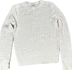 【未使用】ユニクロ カシミヤ混 ケーブル編み クルーネックセーター 白