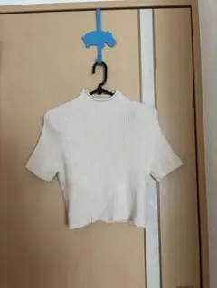 半袖ニット リブ編みクロップドセーター