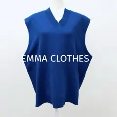 EMMA CLOTHES Vネックニット ベスト 青 ブルー