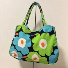 marimekko マリメッコ 花柄 トートバッグ マザーズバッグ 黄緑 ブルー