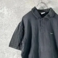 NIKE　ポロシャツ　半袖　ブラック　ワンポイント　ロゴ　刺繍　コットン100％