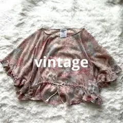 00's vintage Me フラワープリント 五分袖チュニック フリルのサムネイル