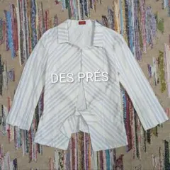 DES PRÉS　デプレ　リボンジャケット　ホワイト　ストライプ
