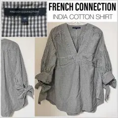 FRENCH CONNECTION インド綿 チェック ブラウス