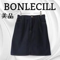 美品　ボンルシール　ひざ丈デニムスカートスカート　インディゴ　紺　レディース