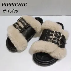 ヒ*ロ様 【美品✨️】PIPPICHIC ボア ファー サンダル 黒 36 日本