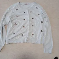 Cath Kidston 犬刺繍 グレー カーディガン Lのサムネイル