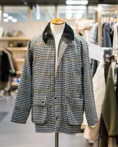 BEAMS F 別注 バブアー BEDALE-F ハウンドトゥース ジャケット