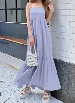 ストライプ　ティアード　キャミワンピース